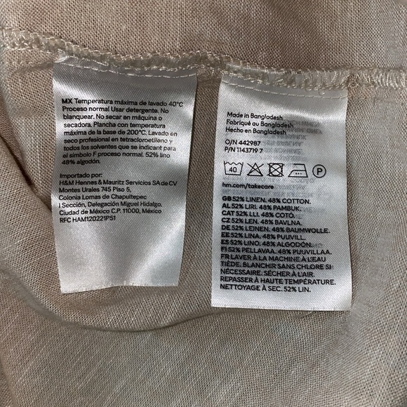 H&M linen blend shirt dress button up belted long sleeve rounded hem NEW size XL - Picture 7 of 13